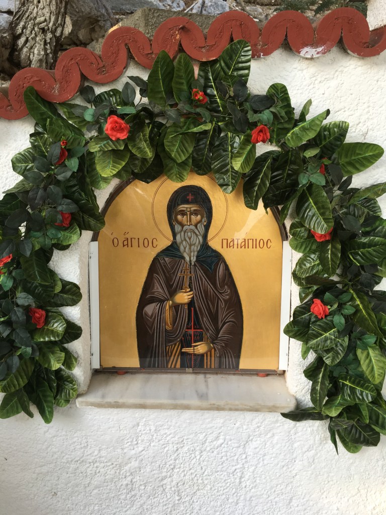 Saint Patapios icon at his monastery above Loutraki. 